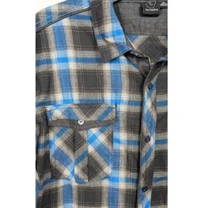 Burnside Mens XL Blue Plaid Flannel Long‎ Sleeve Button Down Shirt Casual